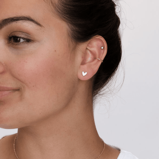 White Sweetheart Studs: One Size