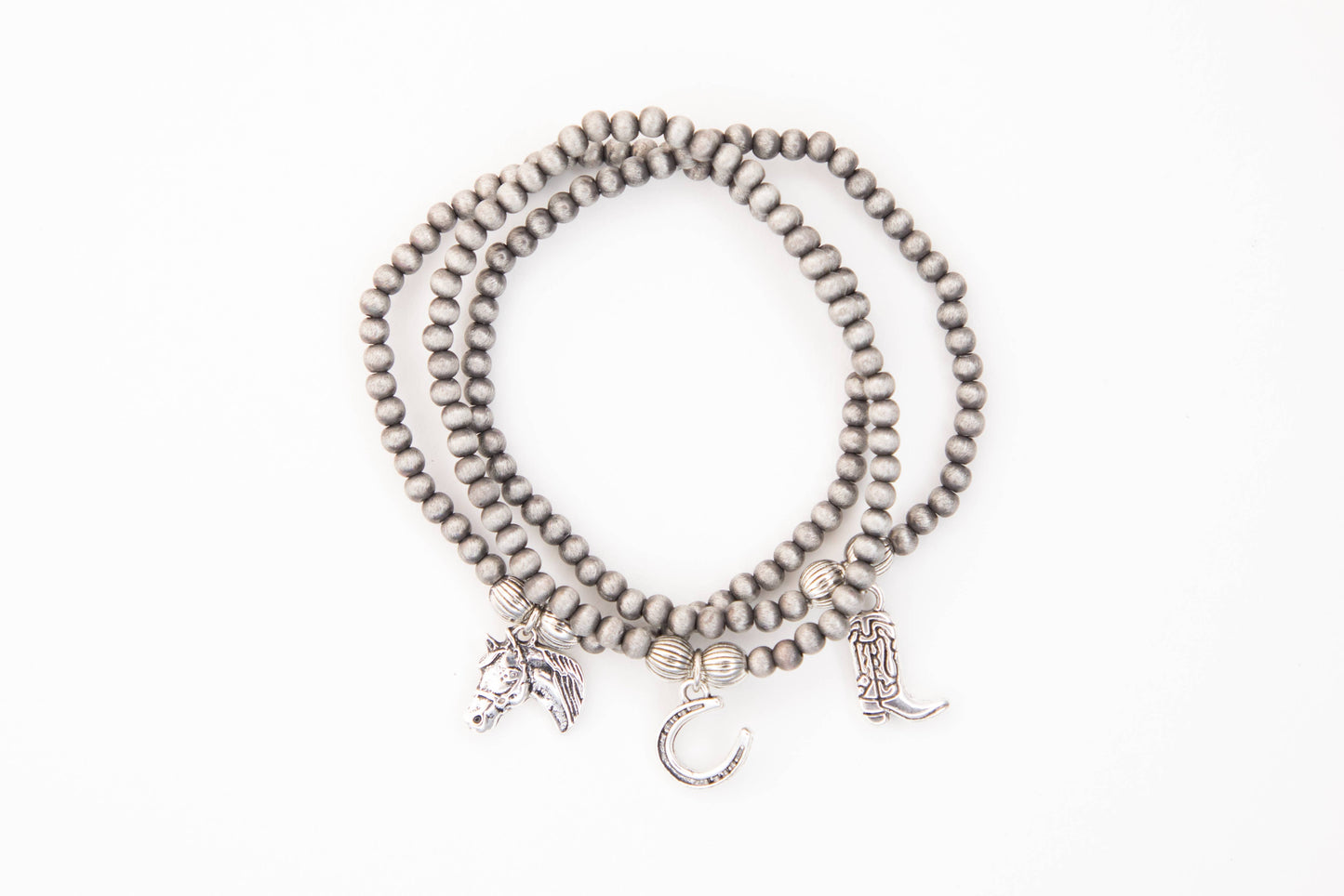 3pc Dainty Bracelets w/ Horseshoe, Boot & Horse Head Charms