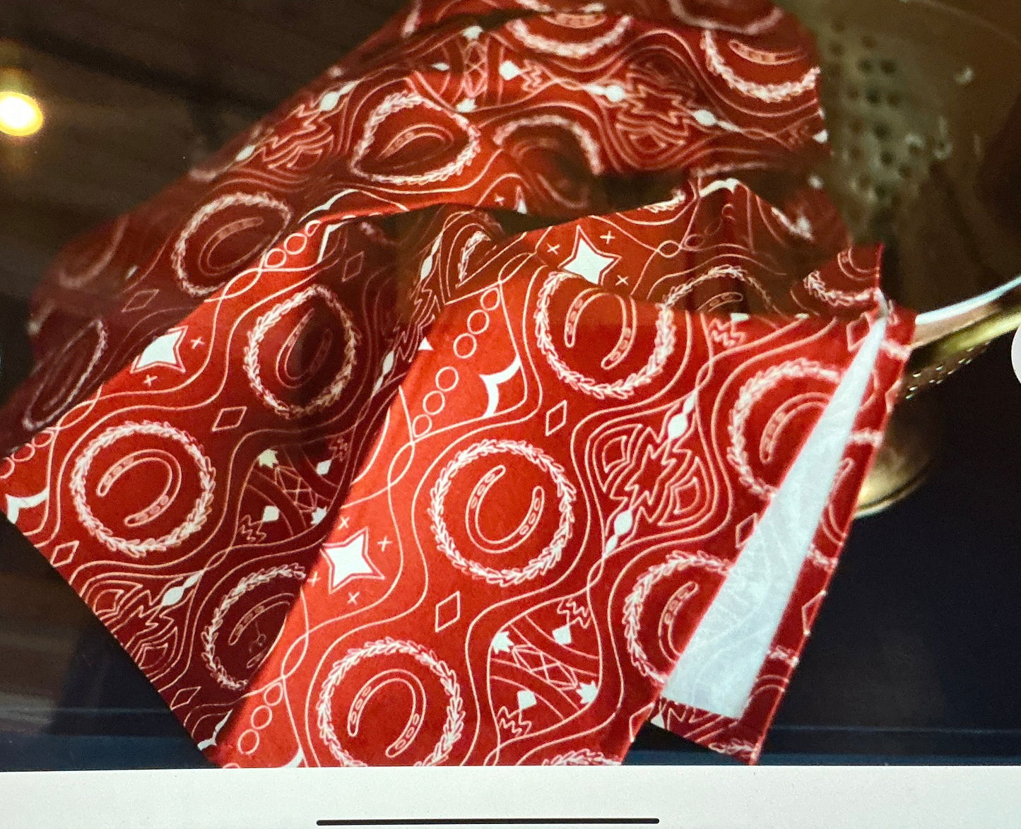Western Christmas Red Horseshoe Holiday Kitchen Tea Towel
