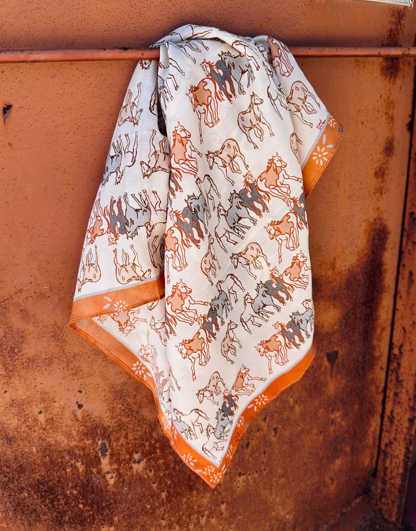 Mustang Meadow Silk Western Cowgirl Wild Rag Scarf