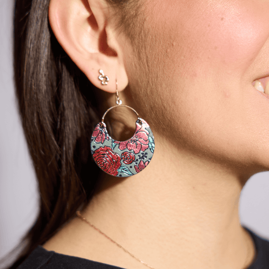 Red Midnight Floral Ninas: Silver