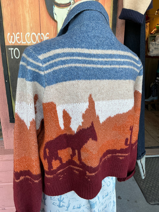 Blue Multi Western Sweater