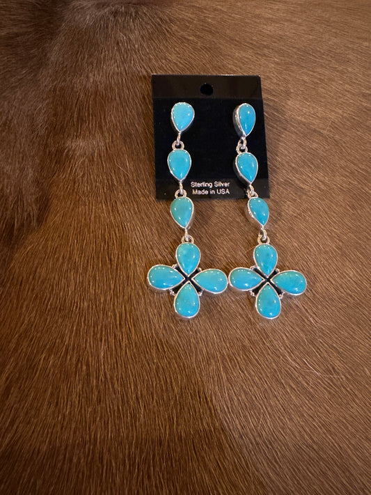 Turquoise 4 Point Drop Earrings