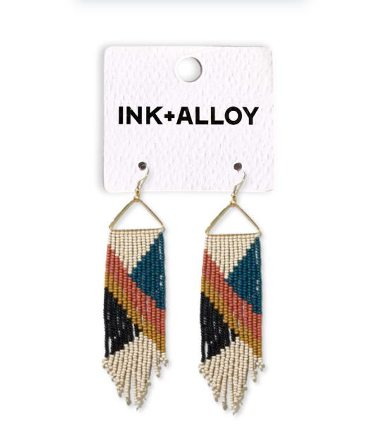 Emilie Angles Beaded Fringe Earrings Rust
