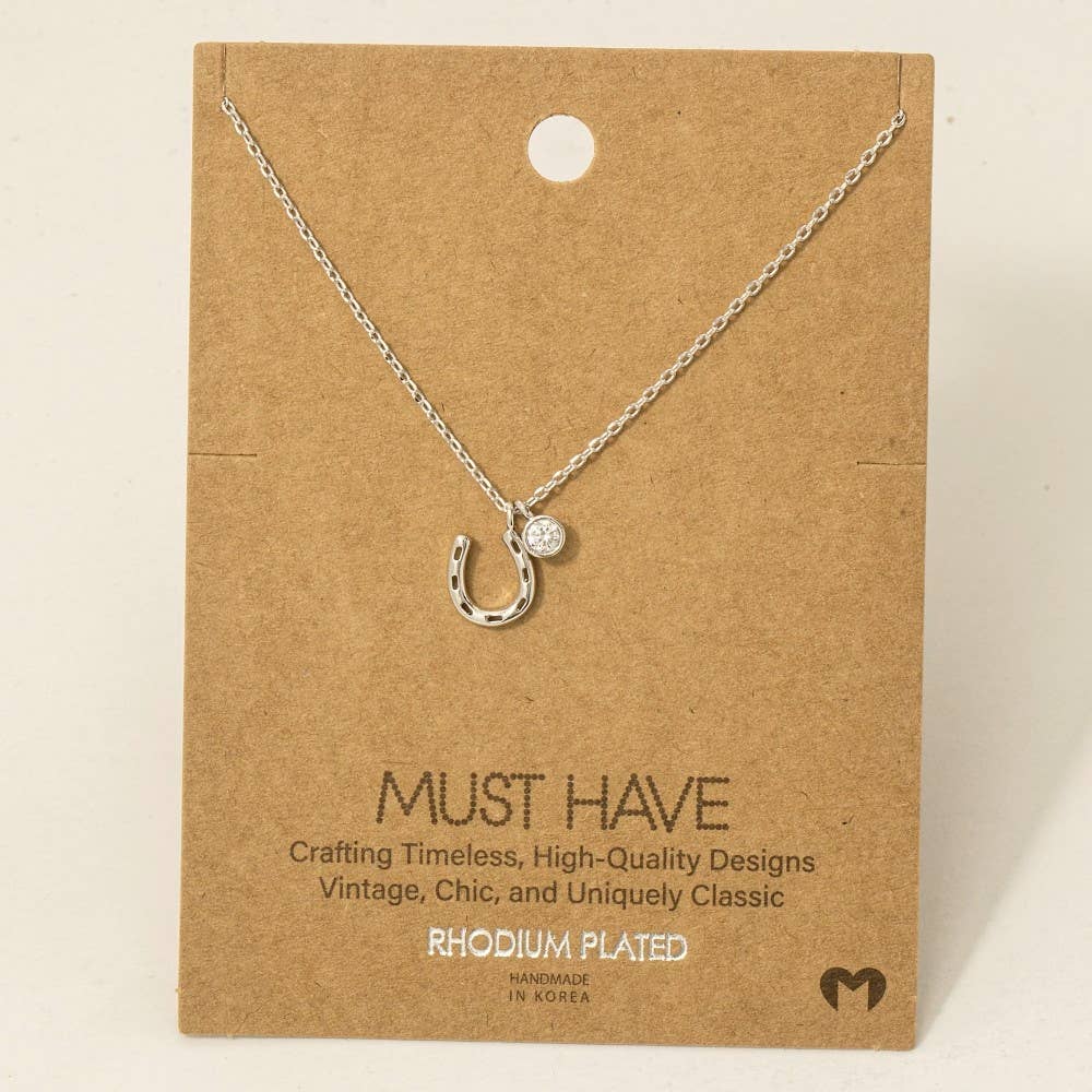 Horse Shoe And Cz Necklace