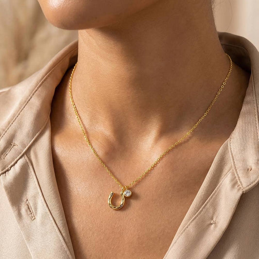 Horse Shoe And Cz Necklace