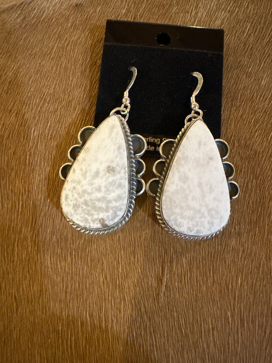 White Buffalo Teardrop Earrings