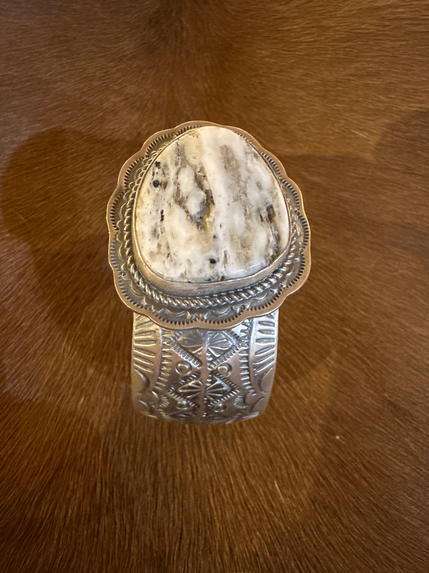 White Buffalo Wide Cuff