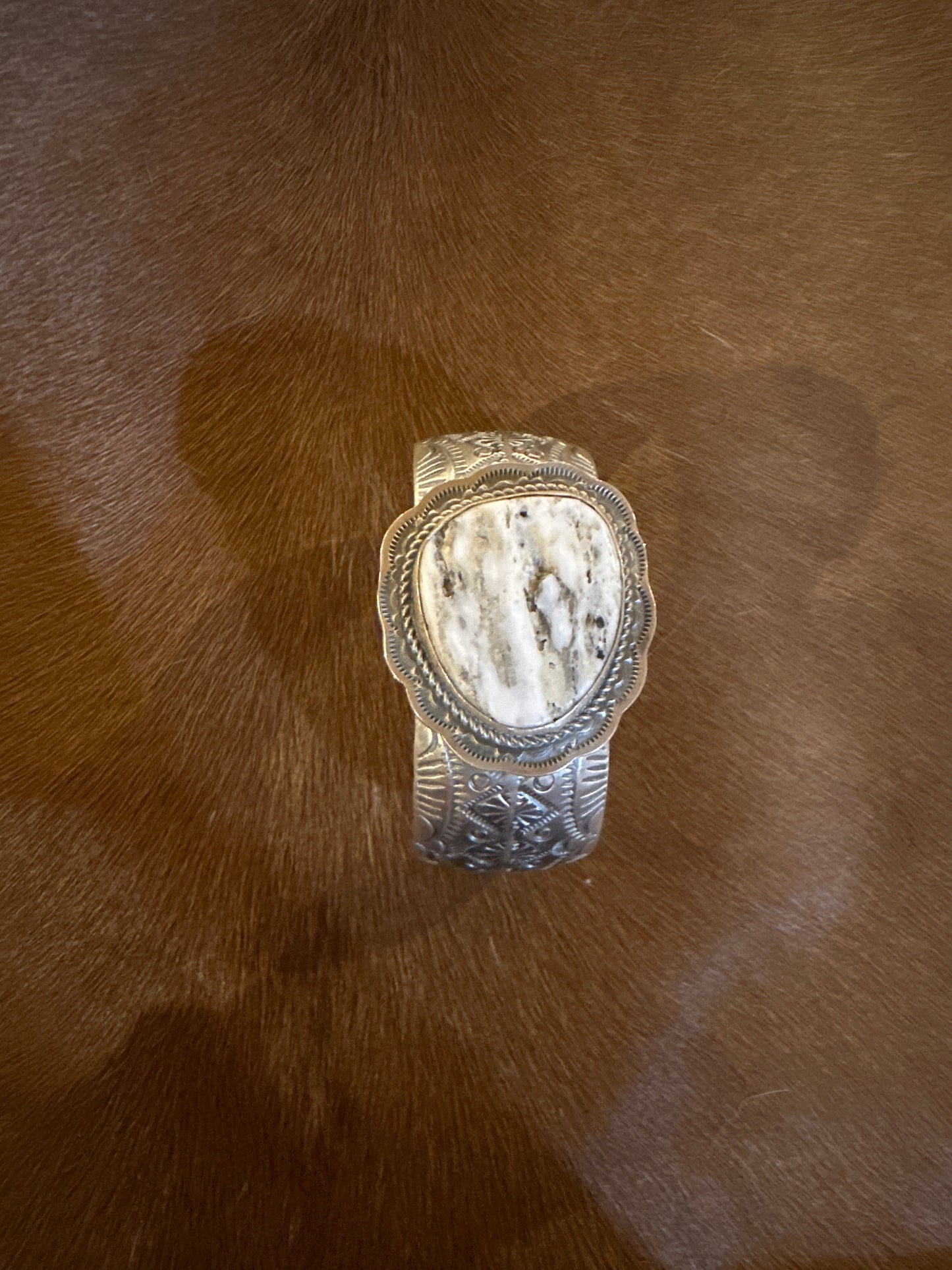 White Buffalo Wide Cuff