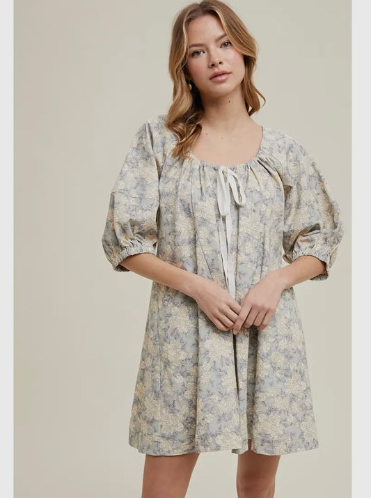 Floral Balloon Sleeve Romper