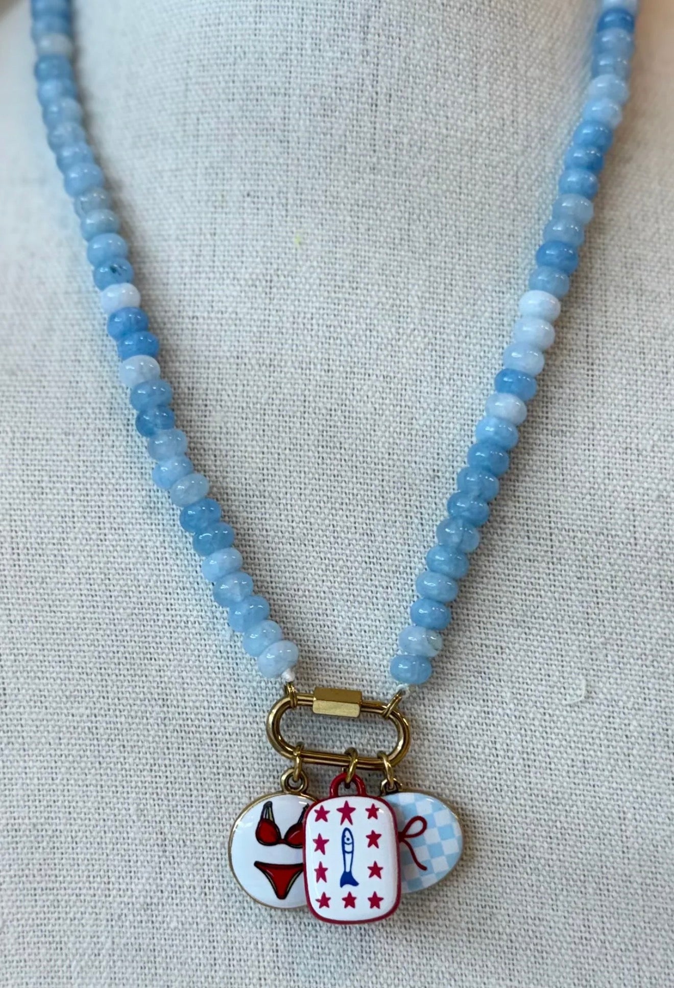 Beaded 3 Charm Keeper Necklace