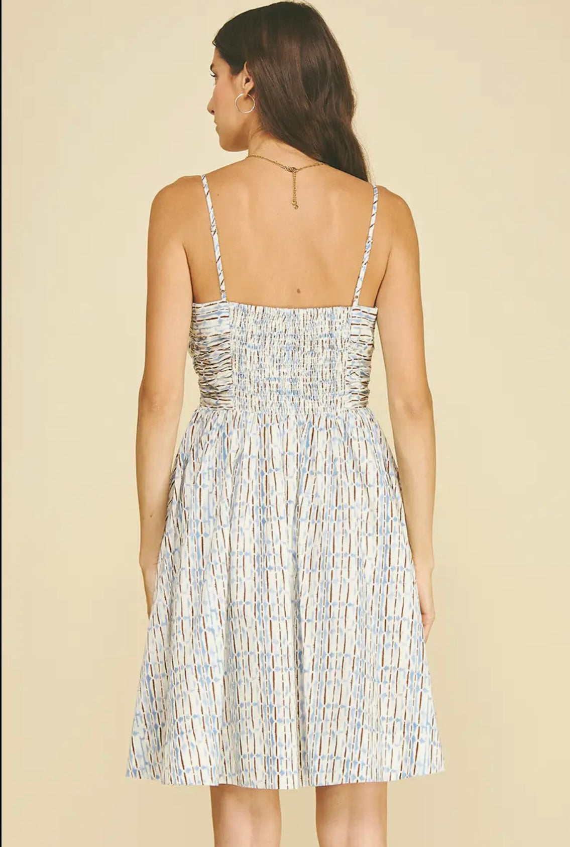 Western Daydream Blue & Rust Knee Length Dress