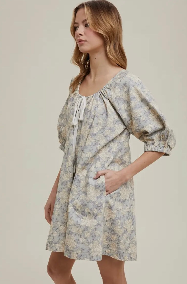 Floral Balloon Sleeve Romper