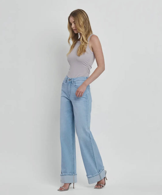 High Cuffed Wide Jean