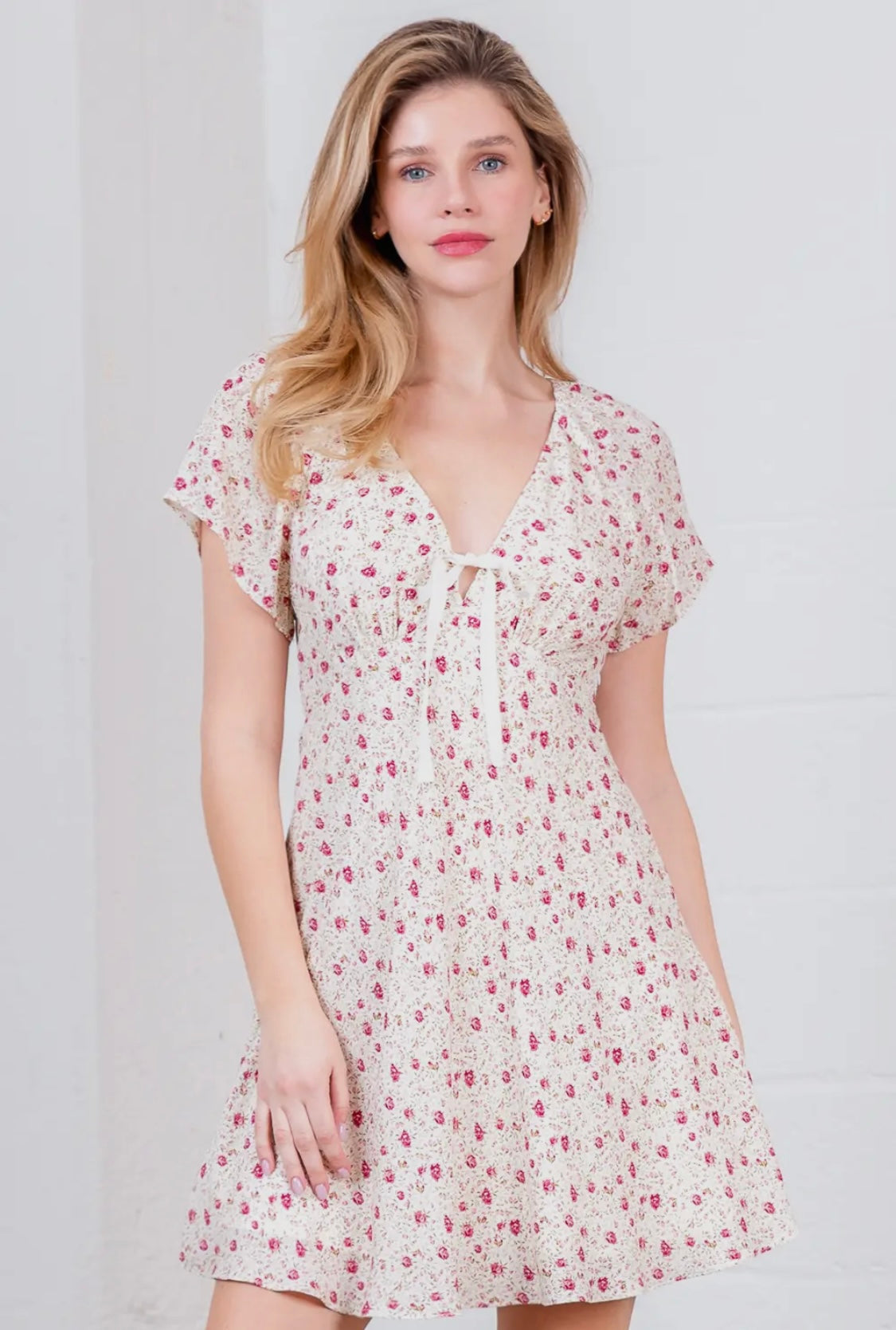 Shilo Short Sleeved Satin Bow Dress