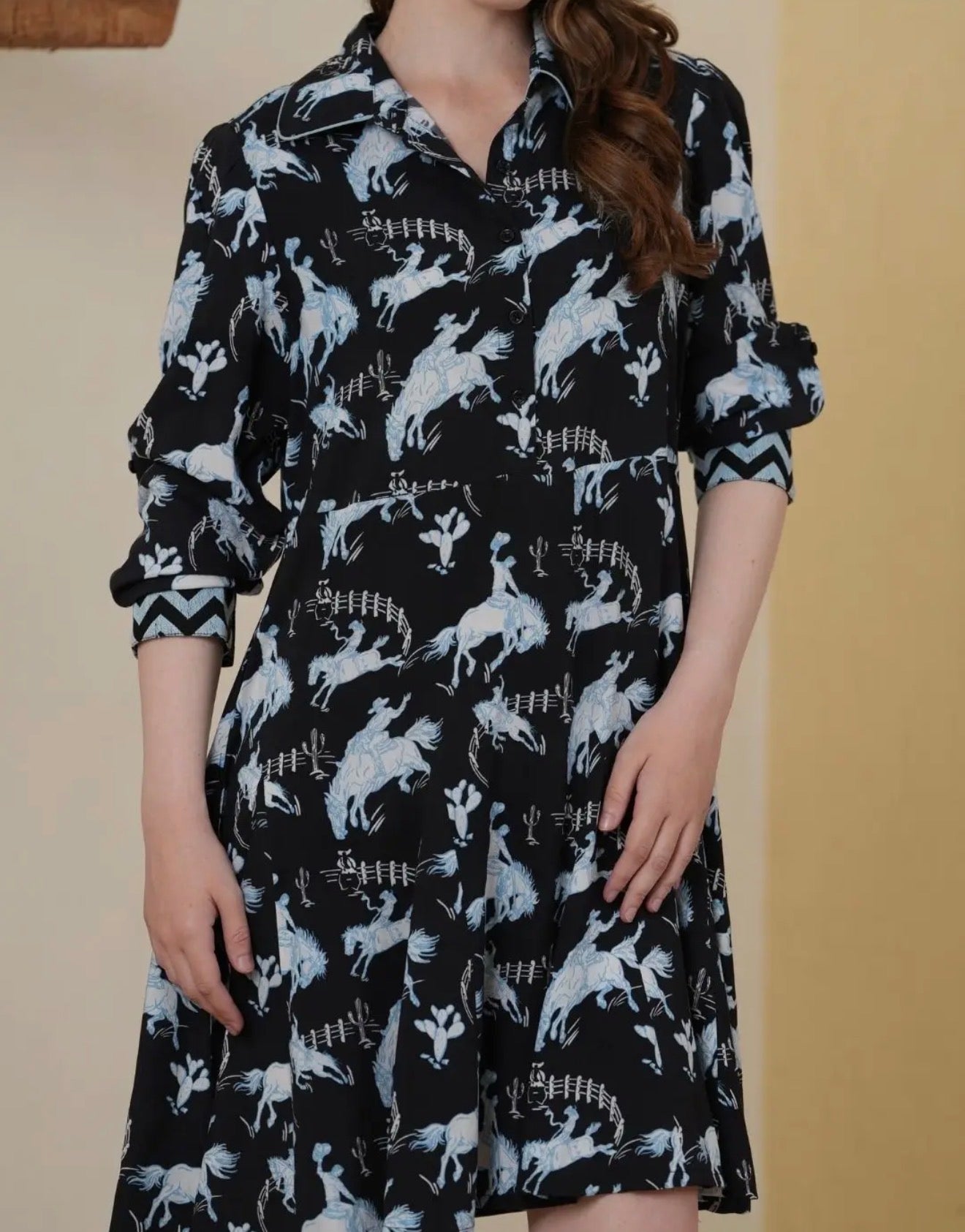 Blue Western Shirt Dress