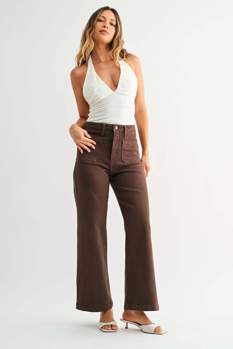 Corduroy Mini Patch Pocket Wide Leg