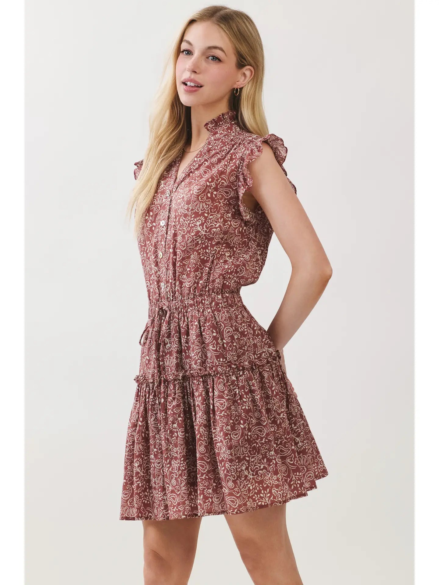 Paisley Print Ruffle Dress
