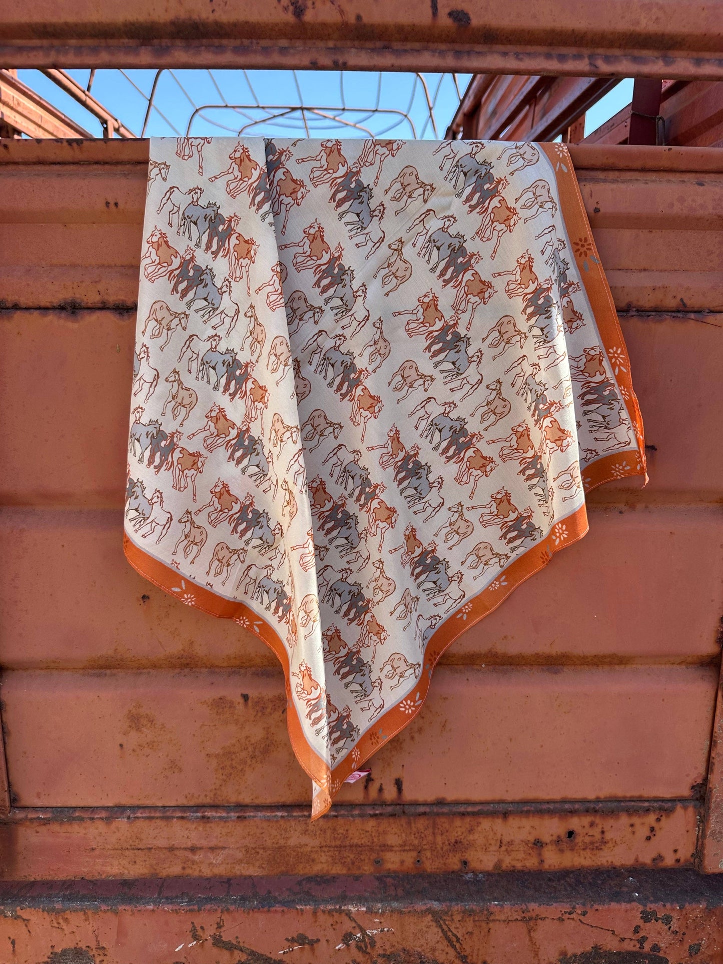 Mustang Meadow Silk Western Cowgirl Wild Rag Scarf