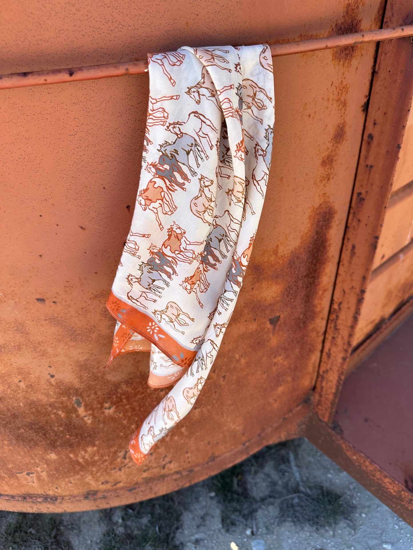 Mustang Meadow Silk Western Cowgirl Wild Rag Scarf