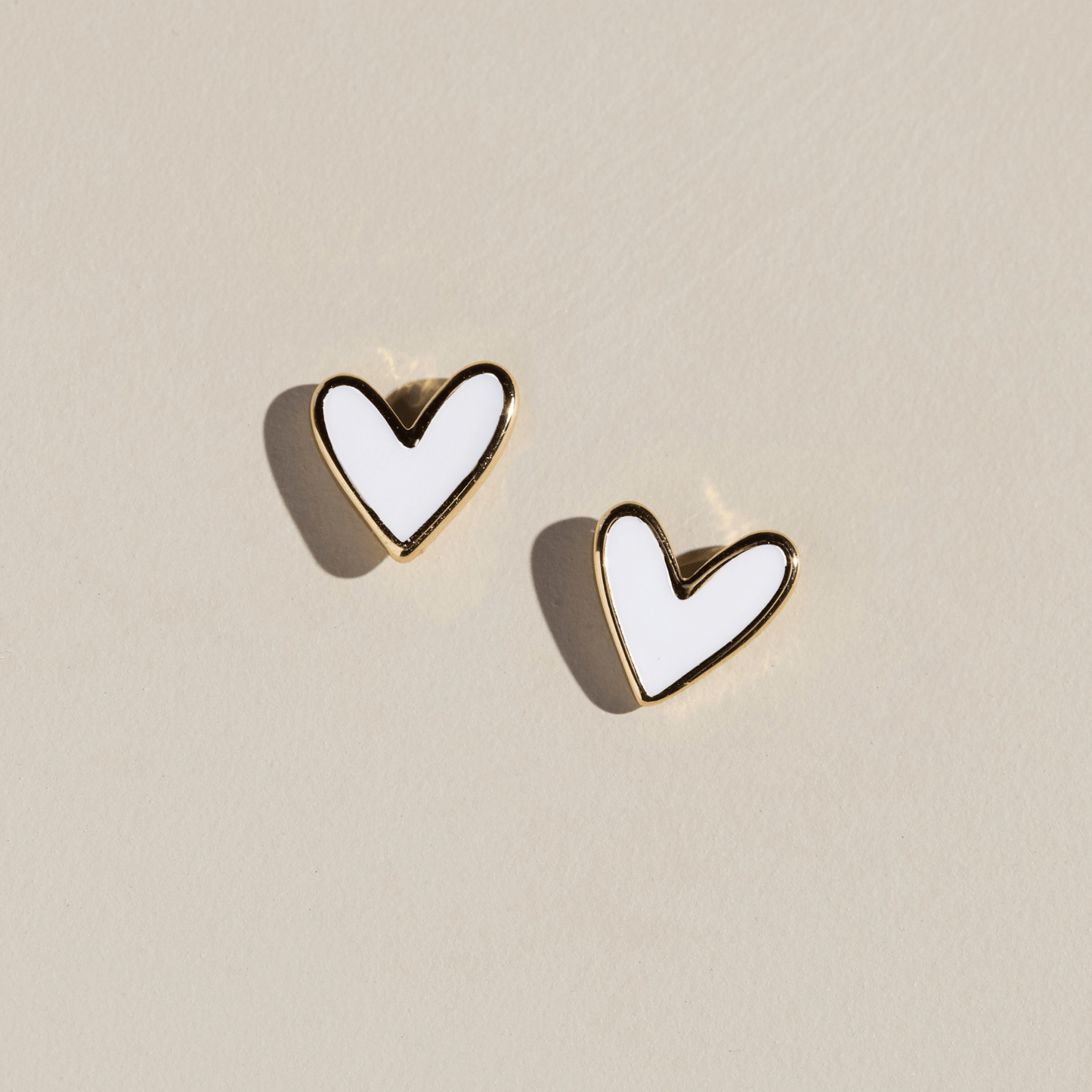 White Sweetheart Studs: One Size
