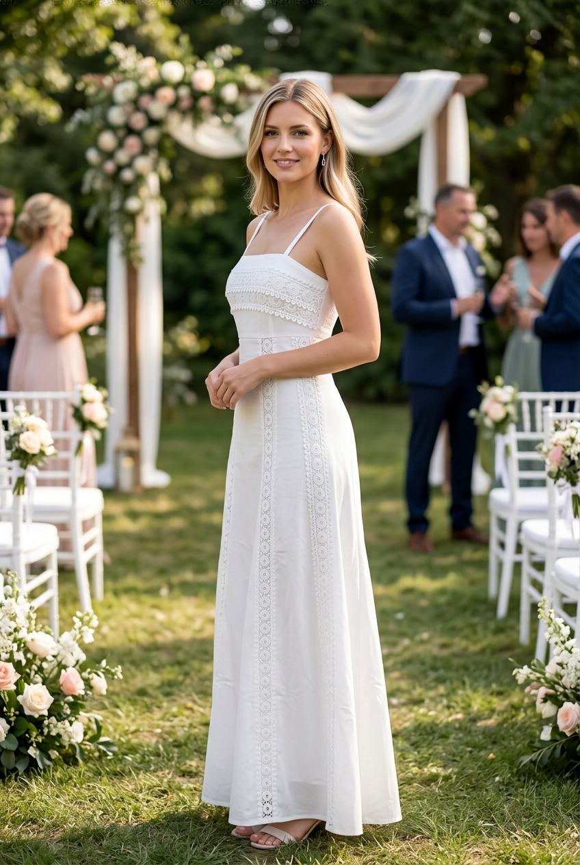 Lace Trim Panel Maxi Dress