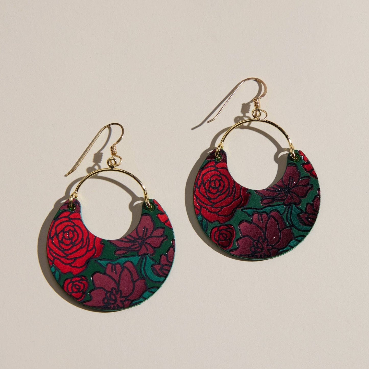 Red Midnight Floral Ninas: Silver