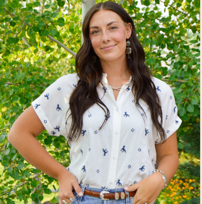 Wild Lucky Blue Blouse