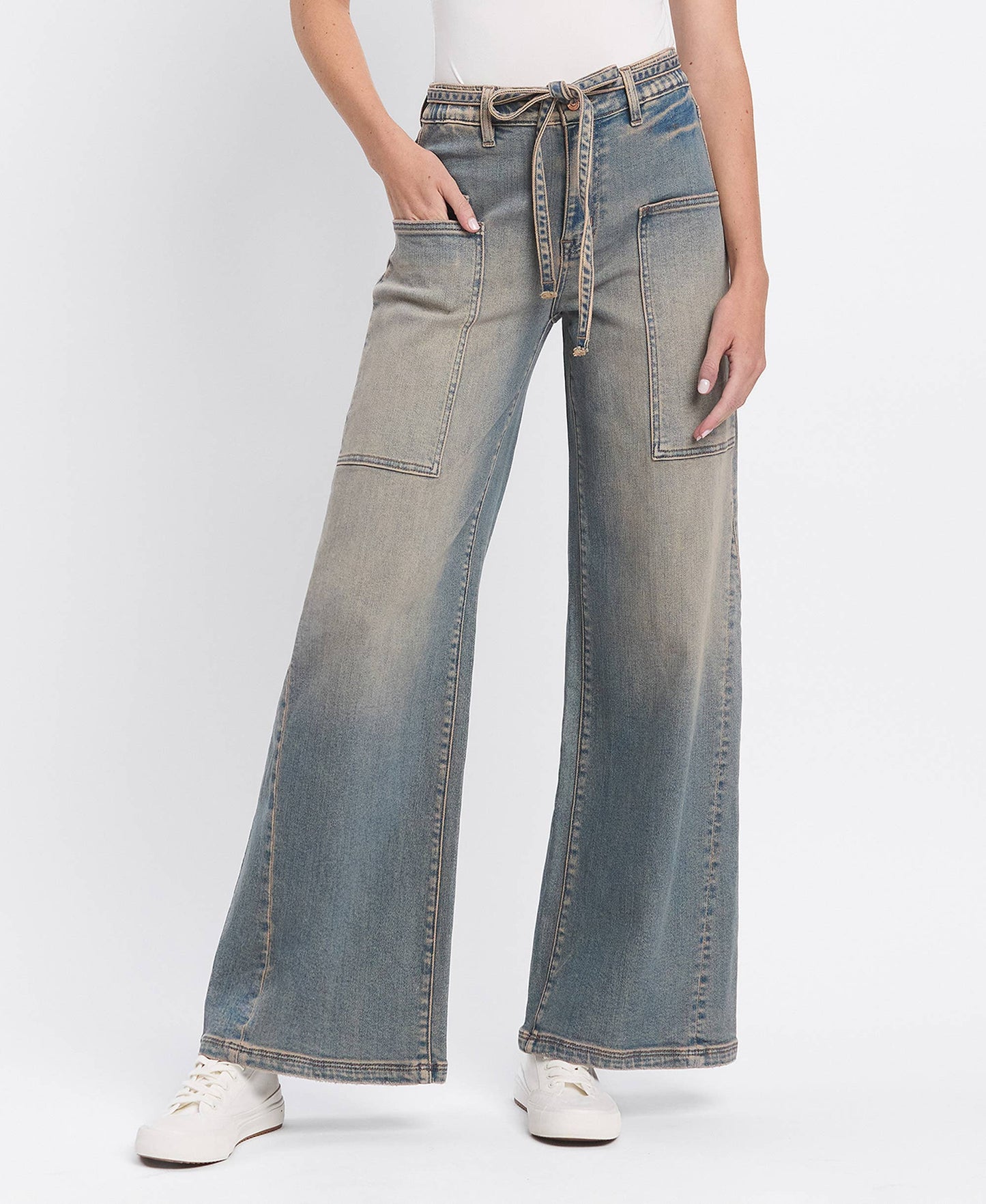HIGH RISE TIE JEANS