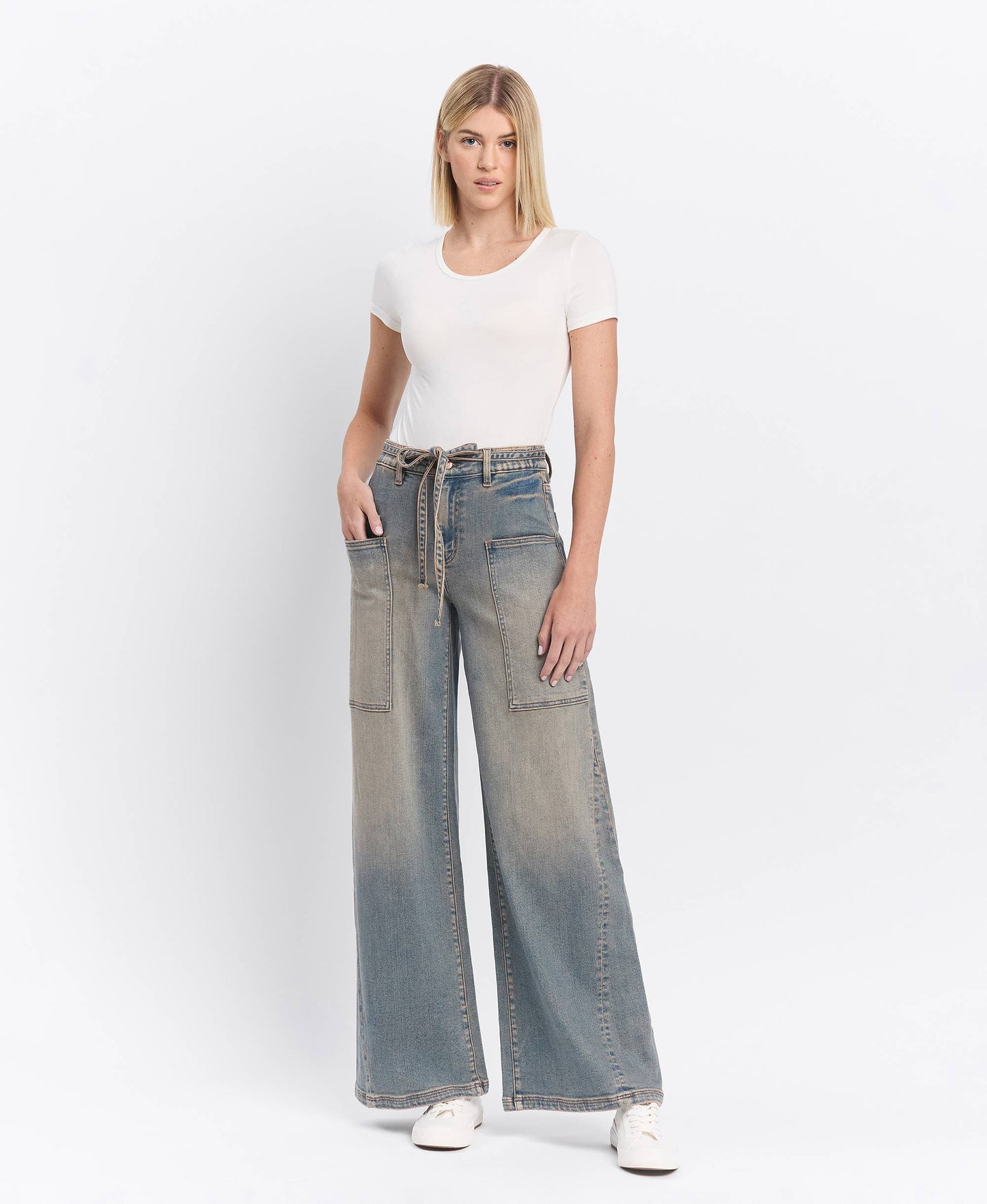HIGH RISE TIE JEANS