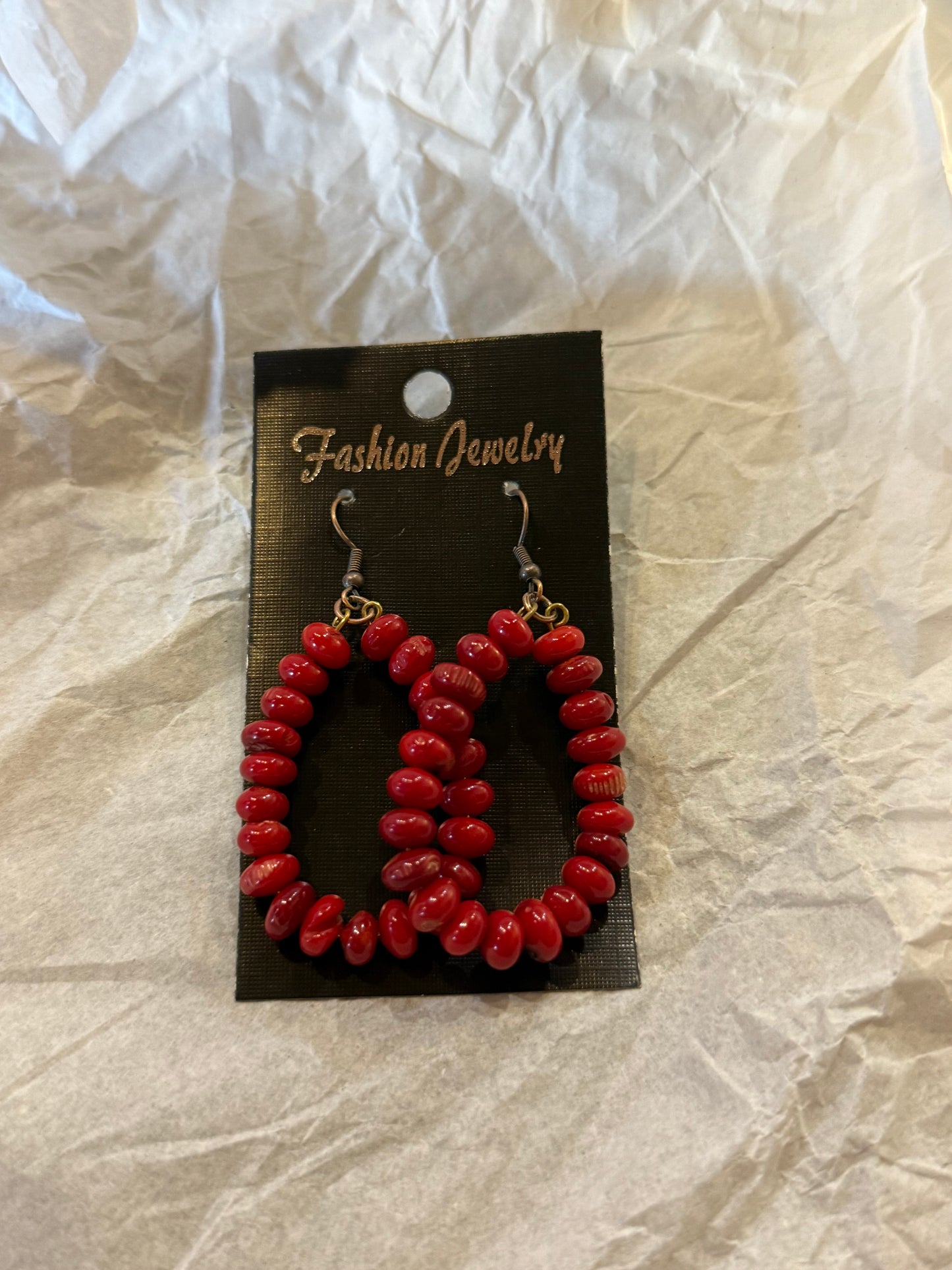 Dark Red Stone Earrings