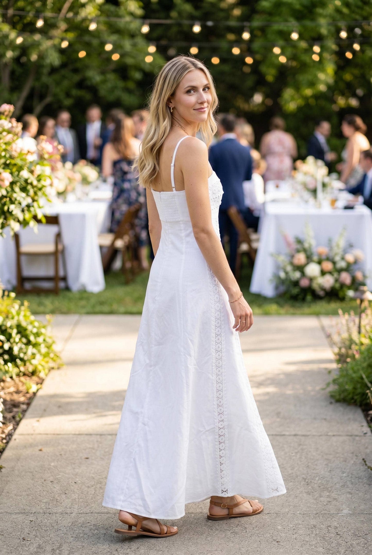 Lace Trim Panel Maxi Dress