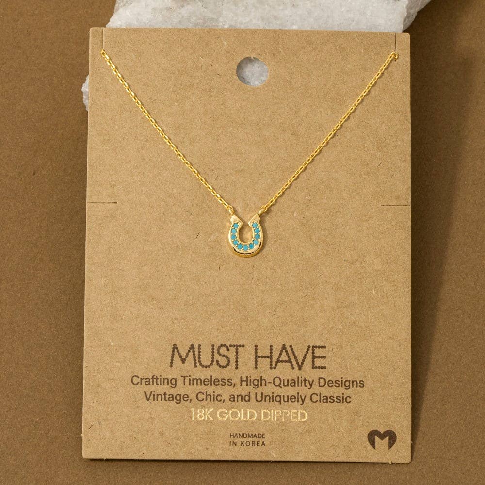 Rose Gold Cz Horseshoe Necklace