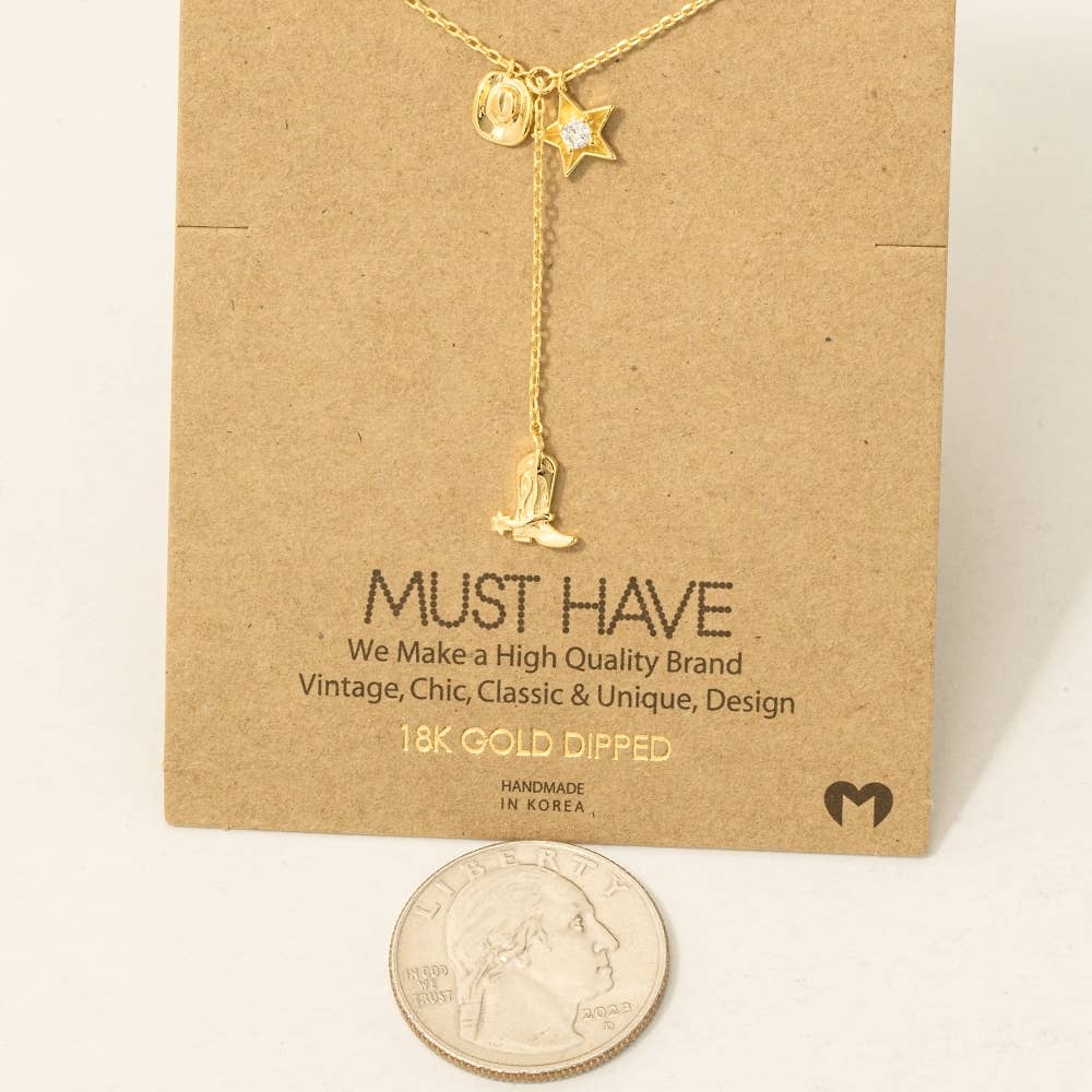 Western Cowboy Boots Y Necklace: G