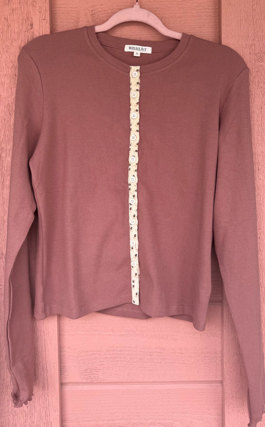 Floral Button-Up Knit Top