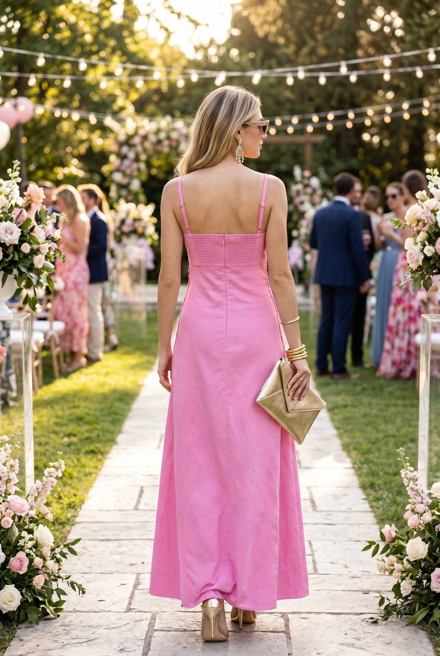 Lace Trim Panel Maxi Dress