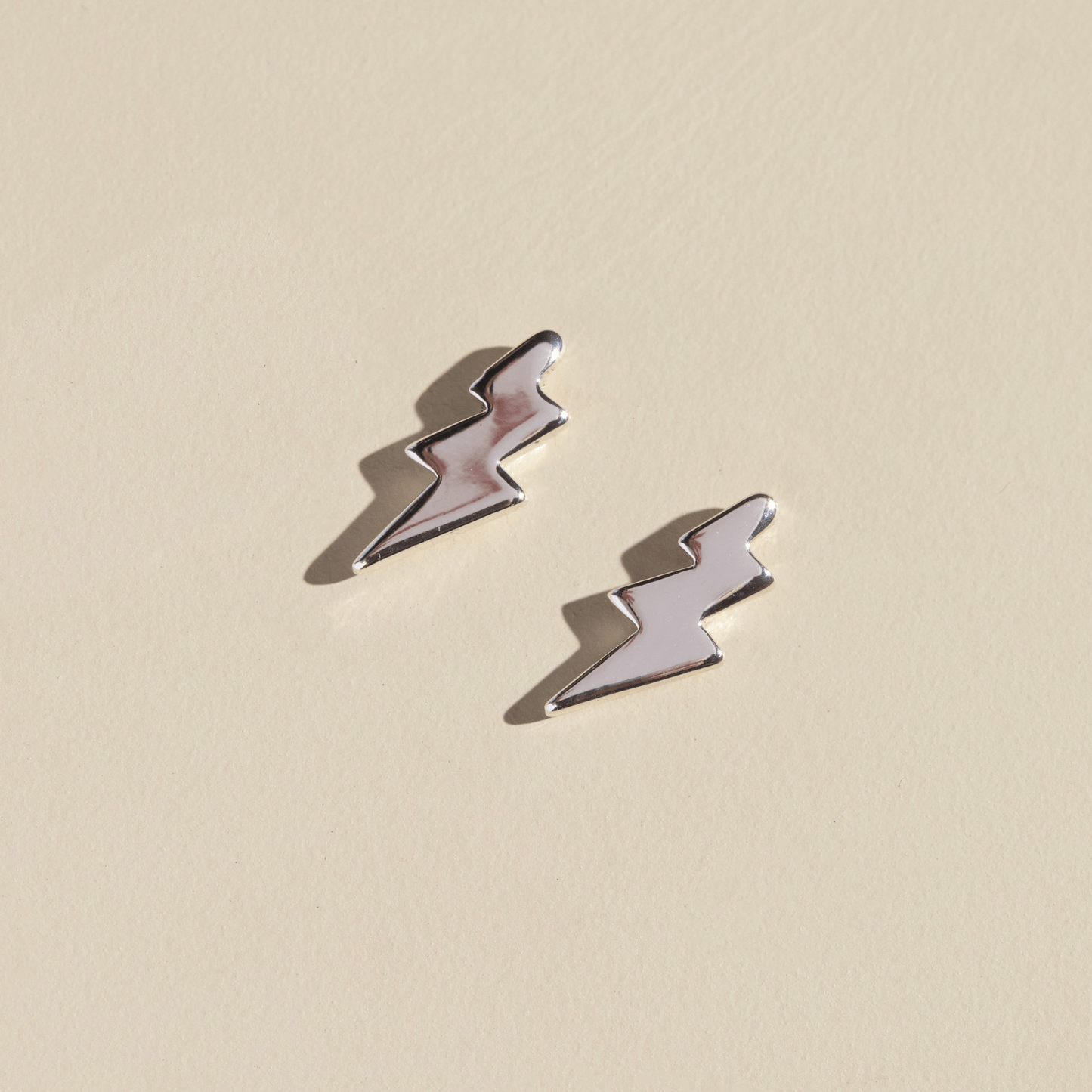 Silver Lightning Bolt Studs: One Size