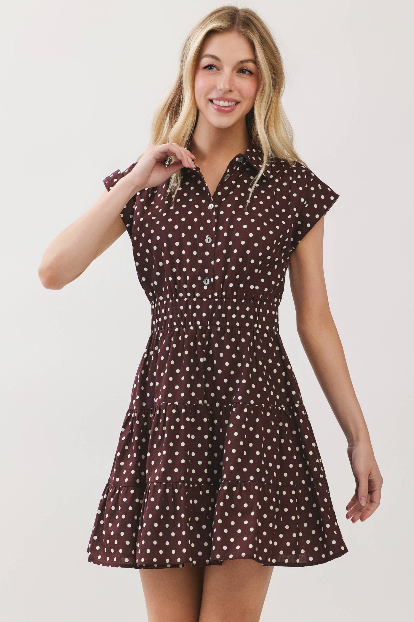 POLKA DOT TIERED MINI DRESS