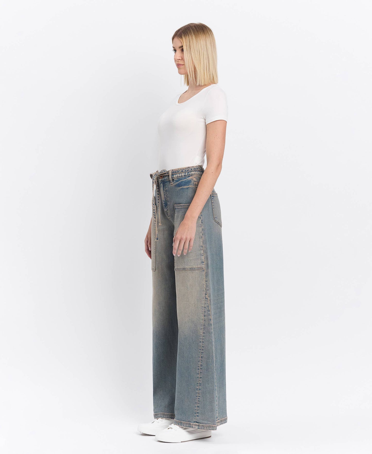 HIGH RISE TIE JEANS