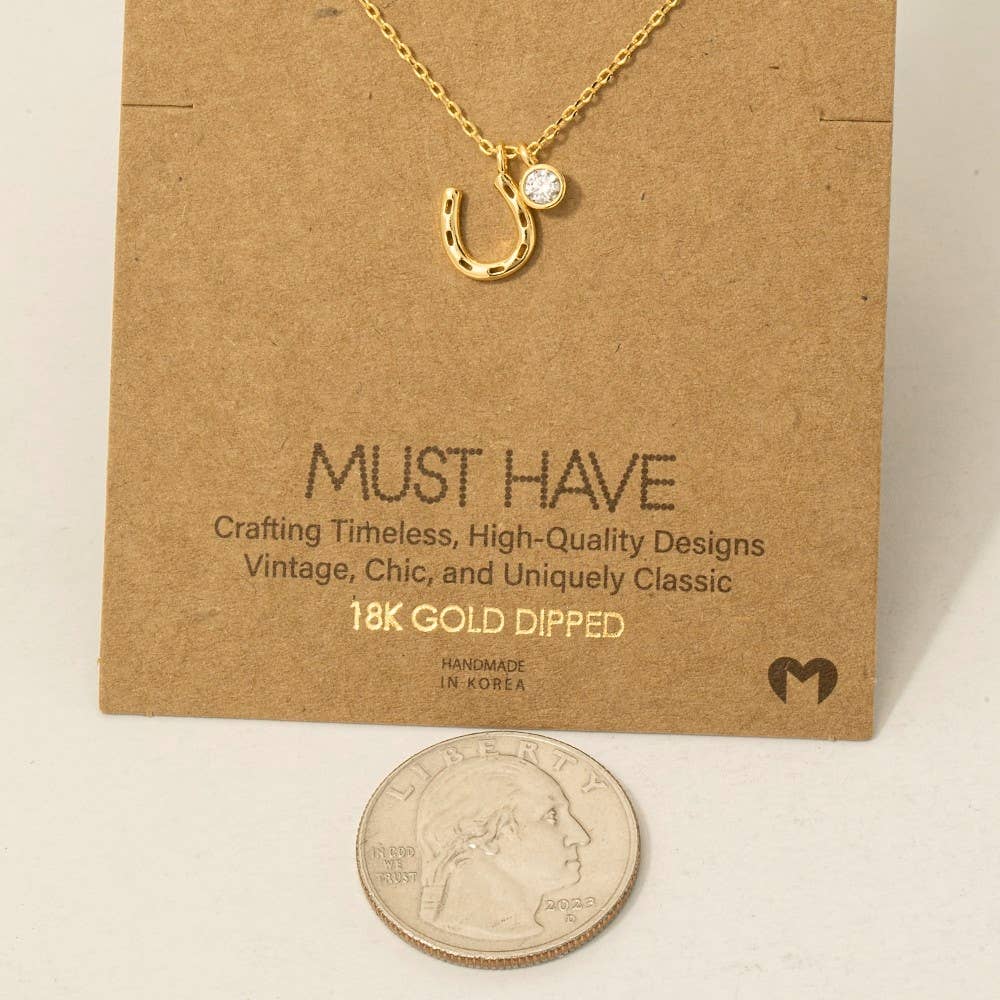 Horse Shoe And Cz Necklace
