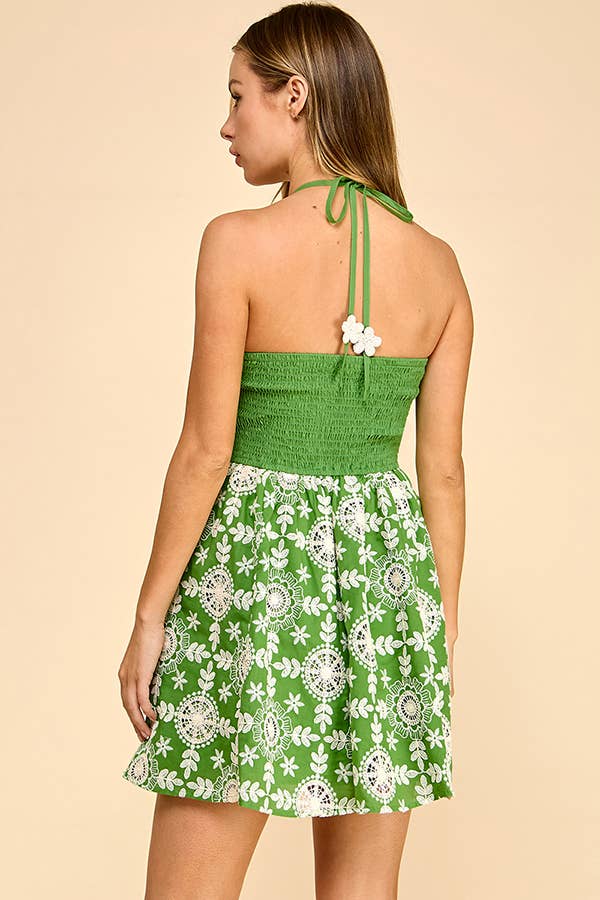 Fully lined Smocking band at center-back dress