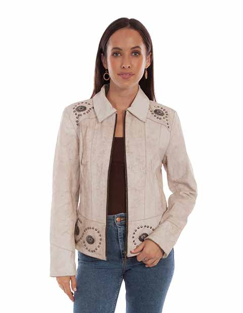 Cream Concho Leather Jacket