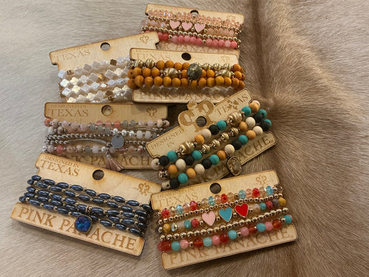 Jewel Tone Beaded Bracelet Set