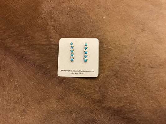 Zuni Turquoise and Ball Long Stud