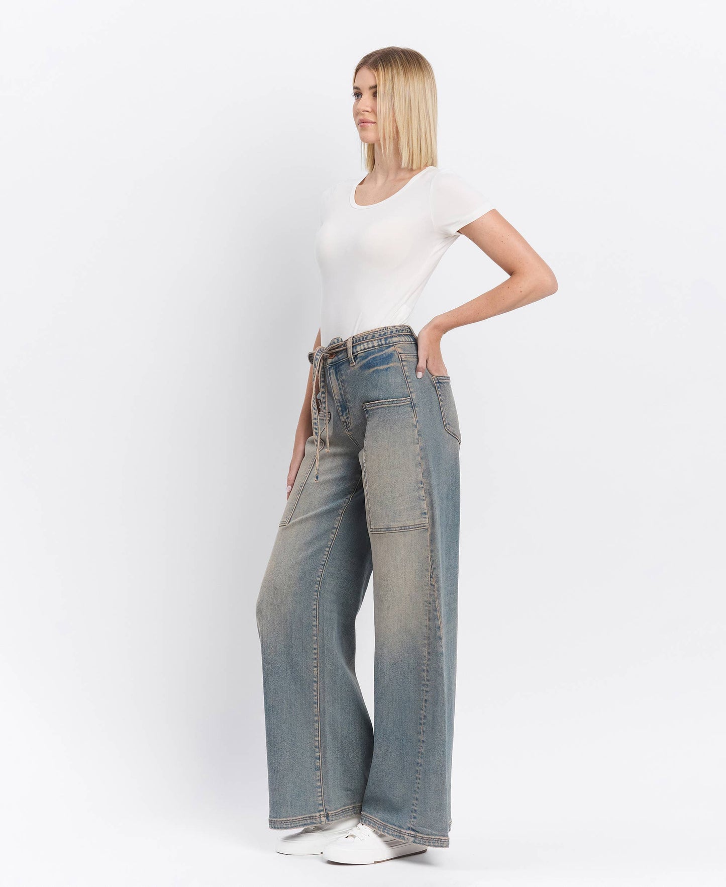 HIGH RISE TIE JEANS