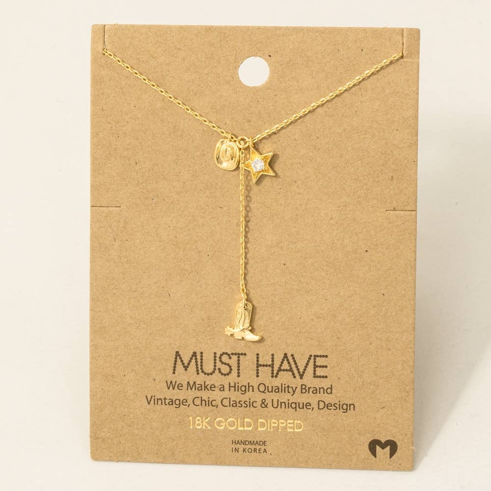 Western Cowboy Boots Y Necklace: G