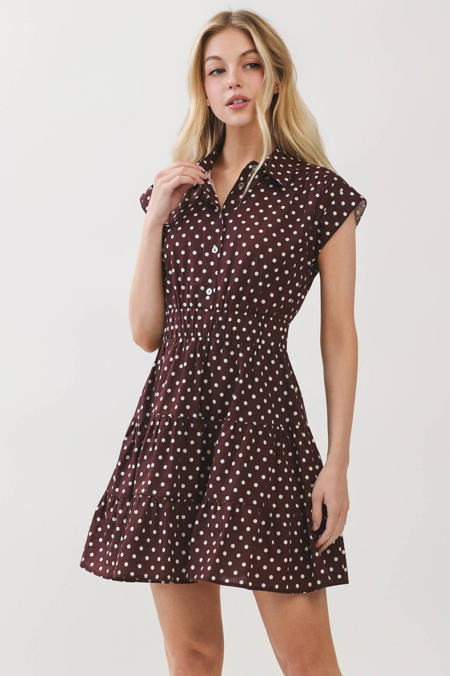 POLKA DOT TIERED MINI DRESS