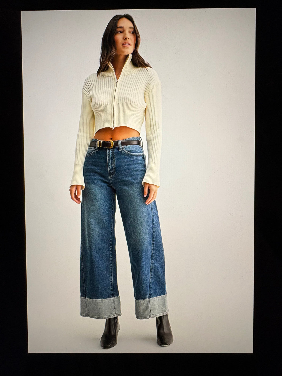 Two Toned Hem Slim Wide