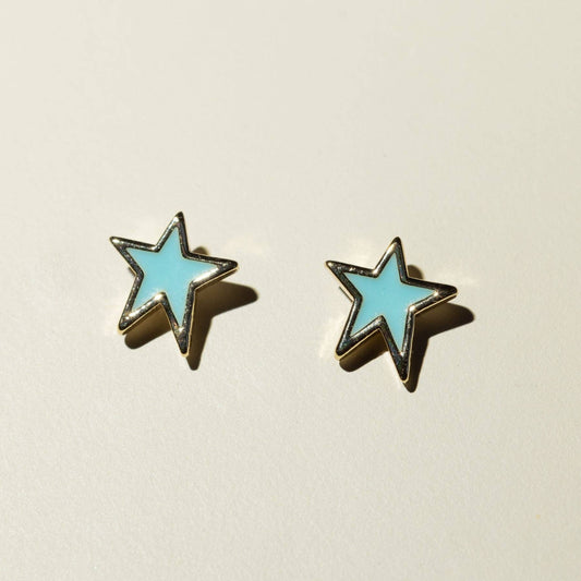 Current Teal Superstar Enamel Studs: One Size