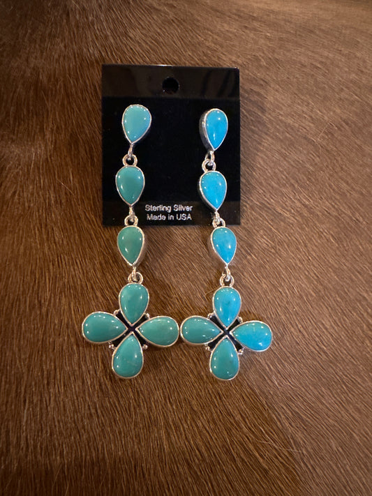 Turquoise 4 Point Drop Earrings
